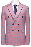 Pink Striped 2 Pieces Peaked lapel Men's Prom Suits