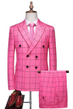 Pink Striped 2 Pieces Peaked lapel Men's Prom Suits