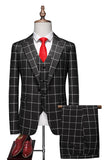 Red Striped Peaked lapel 3 Pieces Men's Prom Suits