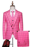 Red Striped Peaked lapel 3 Pieces Men's Prom Suits