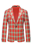 Red Vintage Notched Lapel Striped Prom Blazer