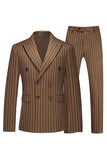 Blue Peak Lapel Striped 2-piece Men Suits