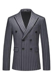 Blue Peak Lapel Striped 2-piece Men Suits
