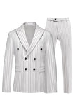 Blue Peak Lapel Striped 2-piece Men Suits