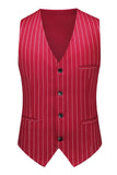 Red Striped Peak Lapel 3-Piece Men Suits