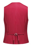 Red Striped Peak Lapel 3-Piece Men Suits