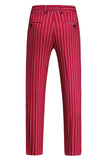 Red Striped Peak Lapel 3-Piece Men Suits