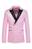 Pink Print Peak Lapel 3-Piece Men Prom Suits