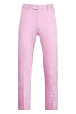 Pink Print Peak Lapel 3-Piece Men Prom Suits