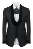 Black Shawl Lapel One Button 3-Piece Men Suits