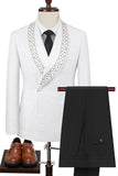 White Shawl Lapel 2-piece Men Suits with Beading