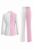 2 Piece Peak Lapel White Pink One Button Women's Suits