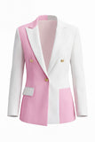 2 Piece Peak Lapel White Pink One Button Women's Suits