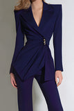Navy Peak Lapel 2 Piece Business Suits