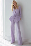 Lilac 2 Piece Long Sleeves Business Suits with Belt