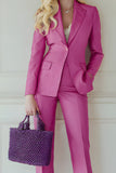 Fuchsia 2 Piece Peak Lapel One Button Prom Suits with Pockets