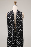 Black White Polka Dots Mermaid Satin Prom Dress with a Neck Scarf