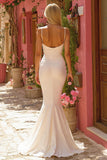 Simple Ivory Mermaid Spaghetti Straps Wedding Dress