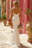 Ivory Mermaid Spaghetti Straps Wedding Dress