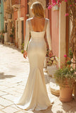 Ivory Long Sleeve Mermaid Wedding Dress with Lace