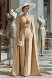 Cabernet Long Sleeves Mother Of The Bride Jumpsuits with Pockets