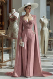 Cabernet Long Sleeves Mother Of The Bride Jumpsuits with Pockets
