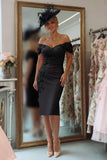 Sheath Off The Shoulder Blush Pink Mother Of The Bride Dress with Appliques