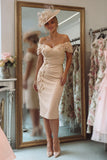 Sheath Off The Shoulder Blush Pink Mother Of The Bride Dress with Appliques