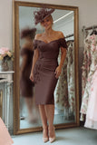 Sheath Off The Shoulder Blush Pink Mother Of The Bride Dress with Appliques