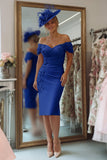 Sheath Off The Shoulder Blush Pink Mother Of The Bride Dress with Appliques