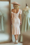 Mermaid One Shoulder Candy Pink Midi Mother Of The Bride Dress