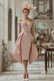 Off The Shoulder Blush Pink Sheath Mother Of The Bride Dress