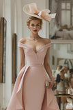 Off The Shoulder Blush Pink Sheath Mother Of The Bride Dress