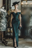 Off The Shoulder Pine Corset Sheath Mother Of The Bride Dress