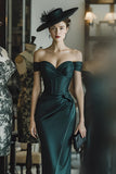 Off The Shoulder Pine Corset Sheath Mother Of The Bride Dress