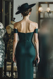 Off The Shoulder Pine Corset Sheath Mother Of The Bride Dress