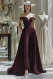 Cabernet A Line Off the Shoulder Long Satin Mother Of The Bride Dress