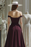 Cabernet A Line Off the Shoulder Long Satin Mother Of The Bride Dress