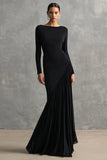 Black Mermaid Long Formal Dress with Ruffles