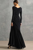 Black Mermaid Long Formal Dress with Ruffles