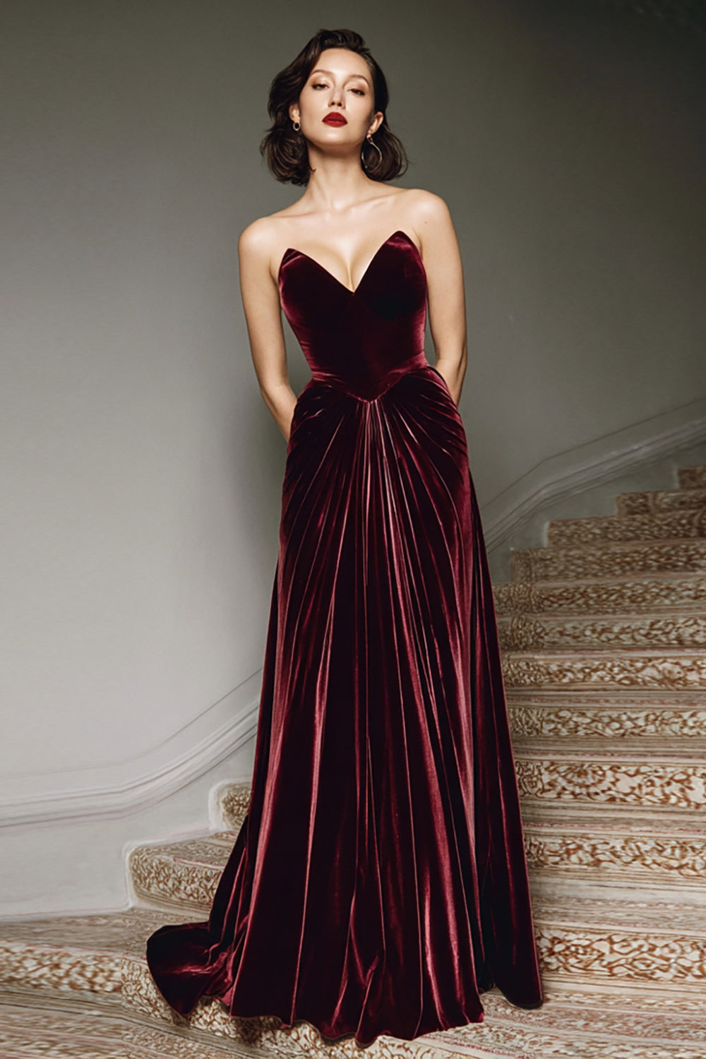 burgundy velvet dress uk Kimberley Burgundy Velvet Cap Sleeve Ruched Midi Dress Get That Trend