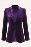 2 Piece Plum Velvet Peak Lapel Single Breasted Women's Suits