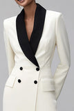 Ivory Shawl Lapel Double Breasted Women's Blazer