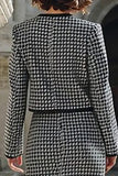 Grey Mix 2 Piece Tweed Pencil Single Breasted Midi Work Dress