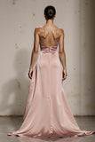 Off The Shoulder Light Pink Sheath Strapless Evening Dress