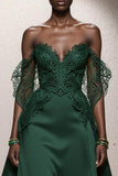 Dark Green Sweetheart A-Line Long Military Ball Dresses with Appliques