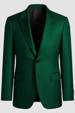 Dark Green Peak Lapel 2 Piece Men's Suits