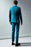 Peacock Blue Notched Lapel 2 Piece Men's Suits