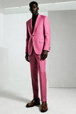 Dark Pink Peak Lapel One Button Men's Prom Suits