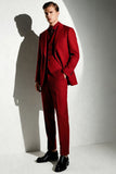 Burgundy Singel Breasted 3 Piece Men's Prom Suits